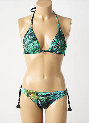 Costum de baie din două piese elasticitate top triunghiuri verde OPERA femeie
