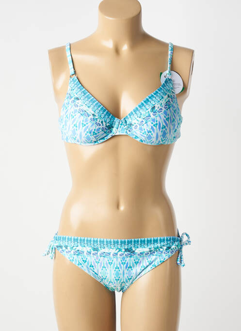 Costum de baie din două piese elasticitate top sutien modelat albastru OLYMPIA femme