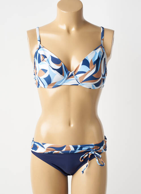 Costum de baie din două piese elasticitate sutien cupe întregi cu decolteu înalt albastru COCO SAINT TROPEZ femme