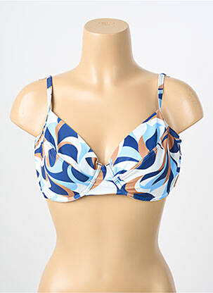 Sutien de costum de baie elasticitate sutien cupe întregi cu decolteu înalt albastru COCO SAINT TROPEZ femeie
