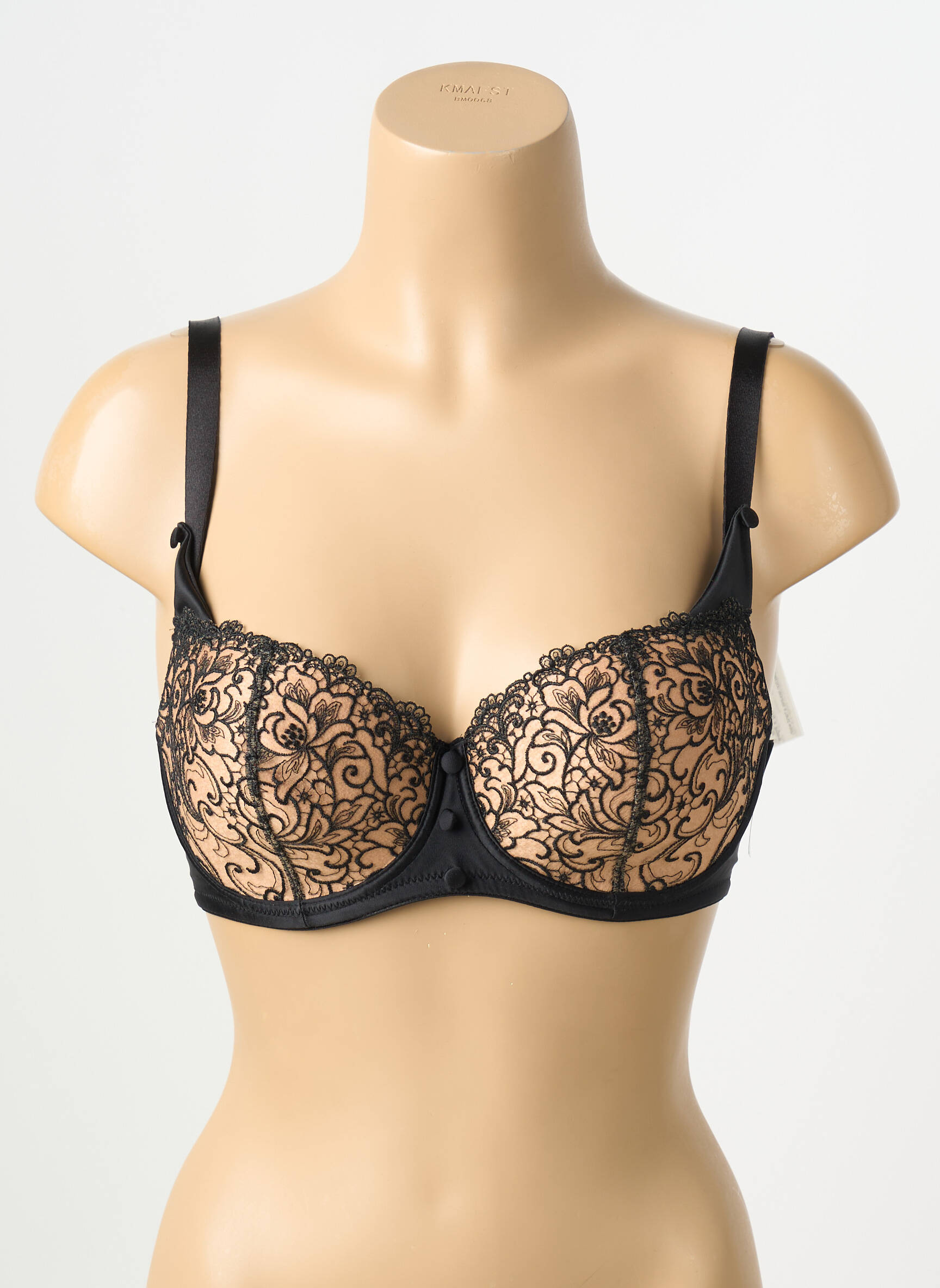 Sutien efect material satinat top sutien modelat negru KARL LAGERFELD X AUBADE femeie