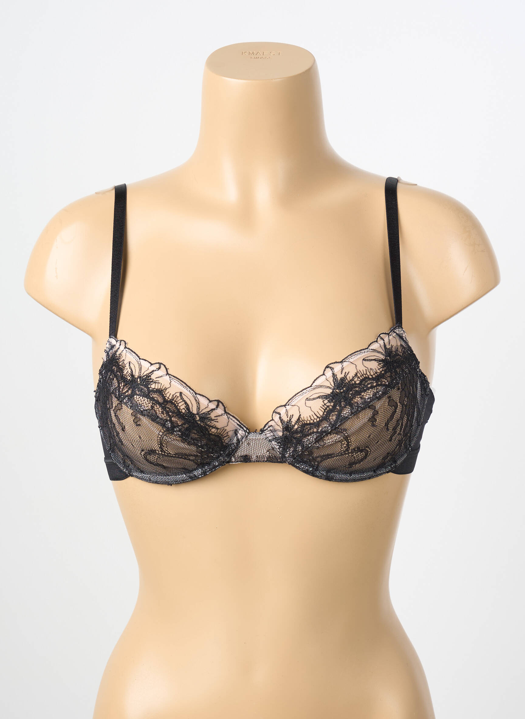 Sutien efect material satinat sutien cupe întregi cu decolteu înalt negru PASSIONATA femeie