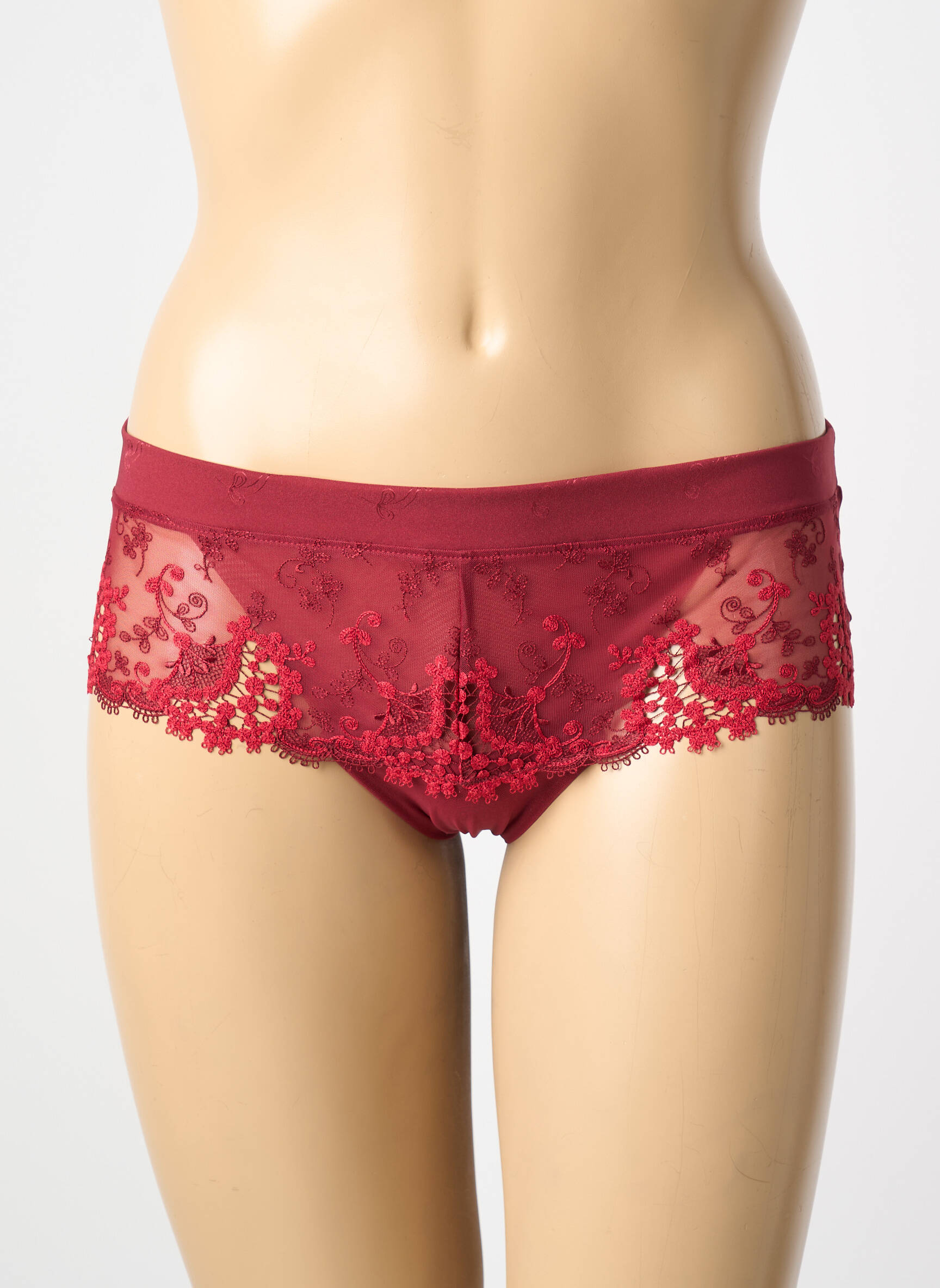 Shorty efect material satinat roșu SIMONE PERELE femeie