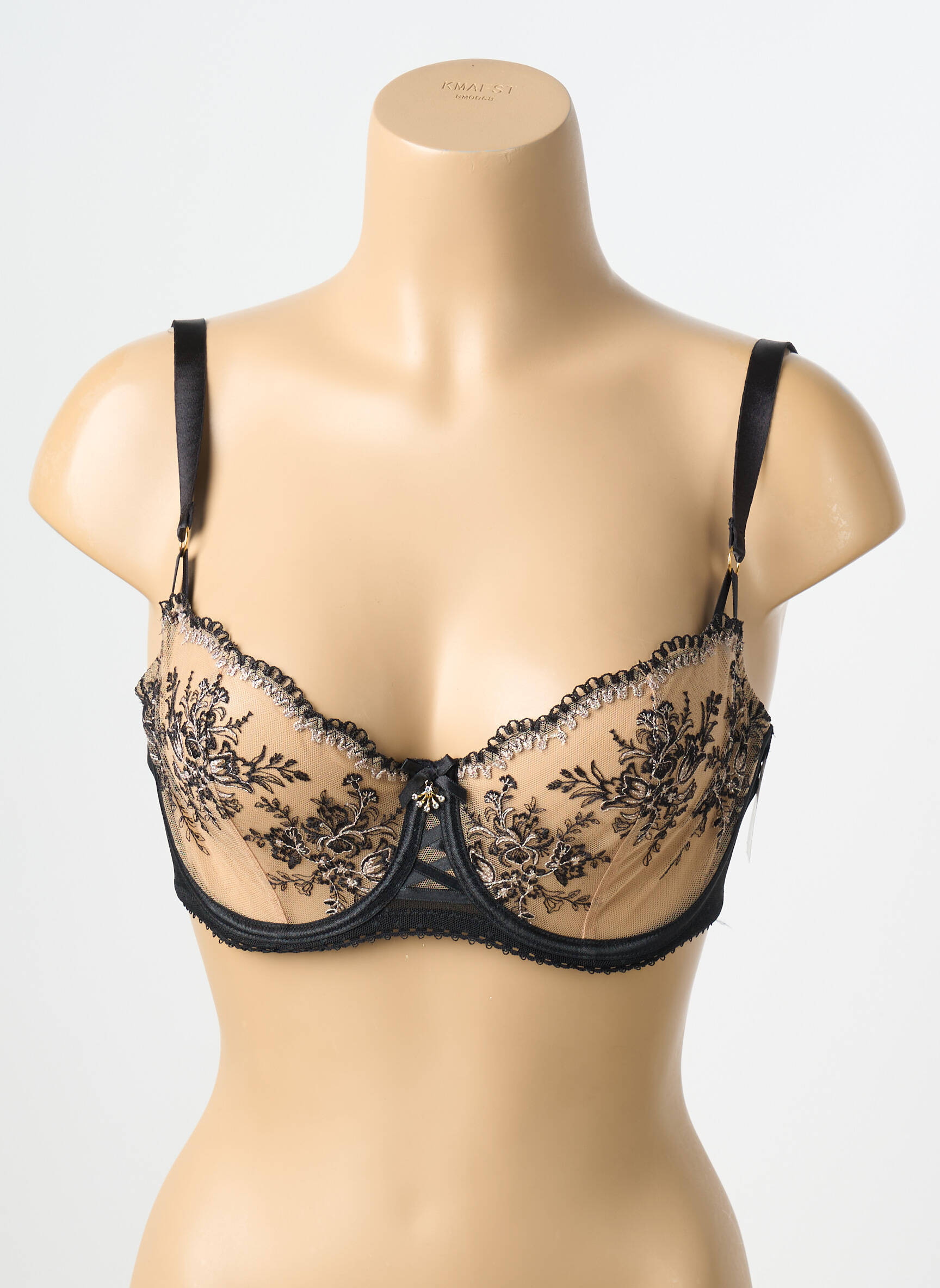 Sutien efect material satinat sutien balconet cu decolteu înalt negru AUBADE femeie