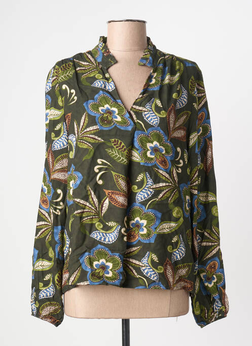 Cămașă imprimeu fantezie mâneci lungi verde GEISHA femme
