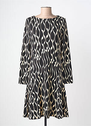 Rochie midi imprimeu fantezie mâneci lungi negru SURKANA femme