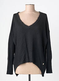 Pulover guler în v mâneci lungi negru BSB femme