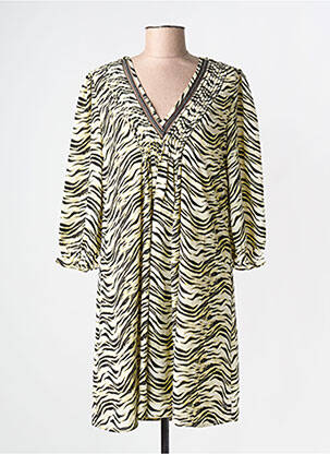 Rochie midi imprimeu fantezie mâneci lungi verde FREEMAN T.PORTER femme