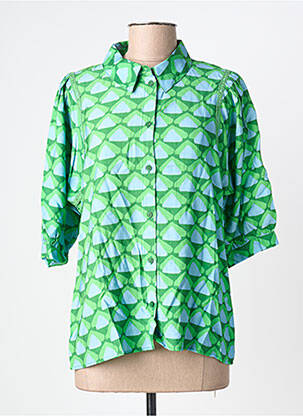 Cămașă croială cambrată mâneci 3/4 verde GEISHA femme