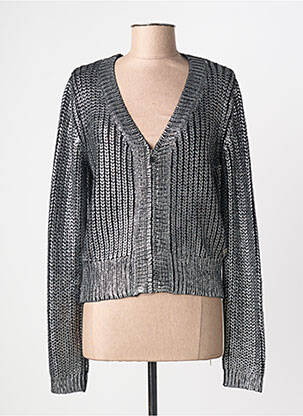 Pulover guler în v mâneci lungi argintiu BSB femme