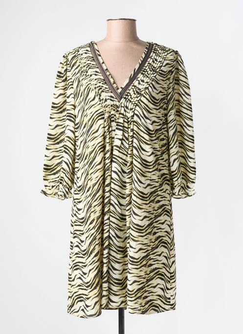 Rochie midi imprimeu fantezie mâneci lungi verde FREEMAN T.PORTER femme