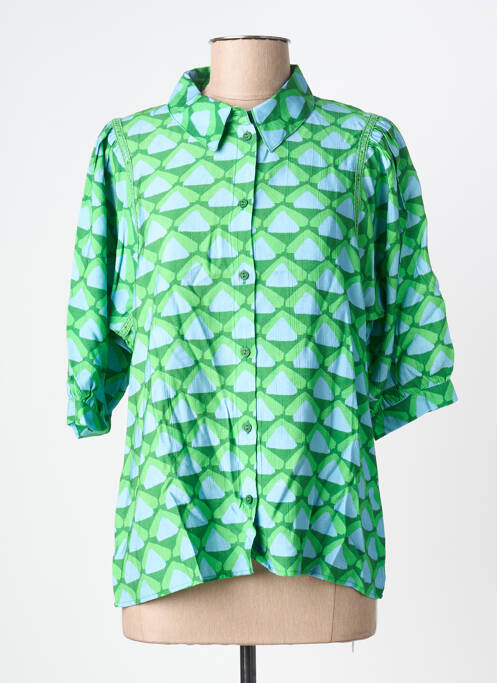 Cămașă croială cambrată mâneci 3/4 verde GEISHA femme