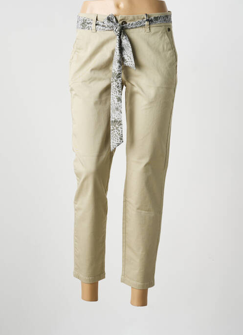 Pantalon chino țesătură poplin mărime normală verde FREEMAN T.PORTER femme