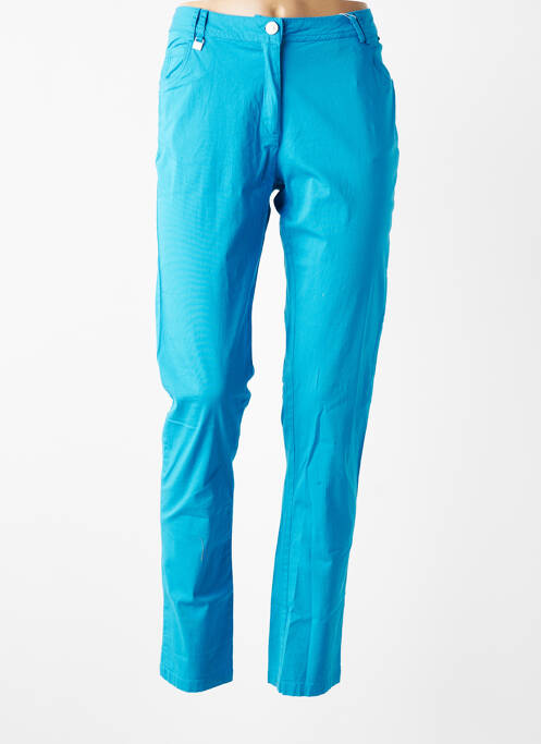 Pantalon slim țesătură poplin mărime normală albastru AGATHE & LOUISE femme