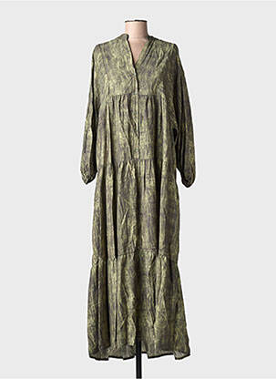 Rochie lungă mâneci lungi mâneci lungi verde ASHILDA femeie