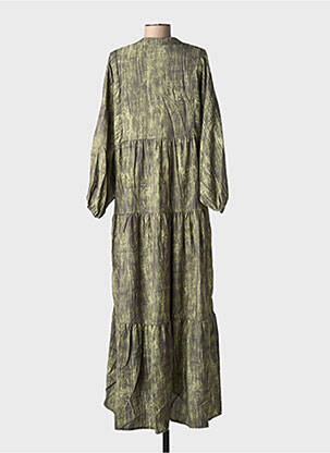 Rochie lungă mâneci lungi mâneci lungi verde ASHILDA femeie