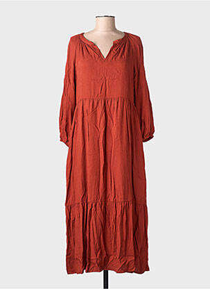 Rochie midi mâneci lungi mâneci lungi portocaliu LOLA ESPELETA femeie