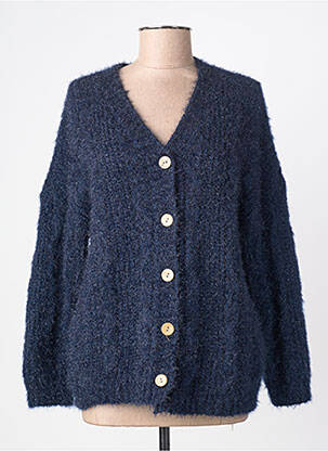 Vestă cu mâneci lungi închidere cu nasturi pe față albastru QUATRE VINGT JOURS femme