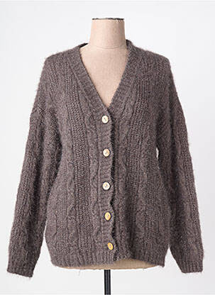 Vestă cu mâneci lungi închidere cu nasturi pe față maro QUATRE VINGT JOURS femme