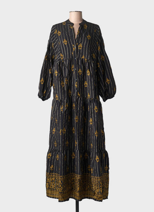 Rochie lungă mâneci lungi mâneci lungi negru ASHILDA femme