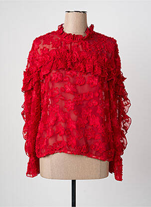 Bluză guler rotund mâneci lungi roșu ANGE femme