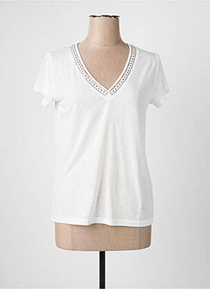 Tricou guler în v mâneci scurte alb FREEMAN T.PORTER femme