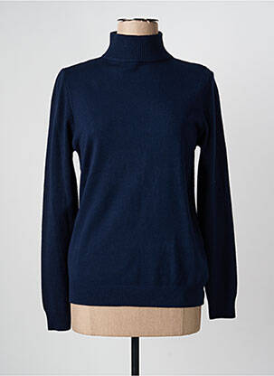 Pulover cu guler înalt croială cambrată mâneci lungi albastru QUATRE VINGT JOURS femme