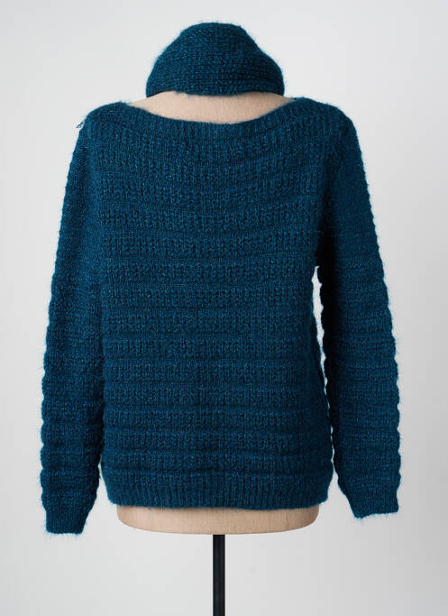 Pulover guler rotund mâneci lungi albastru QUATRE VINGT JOURS femme