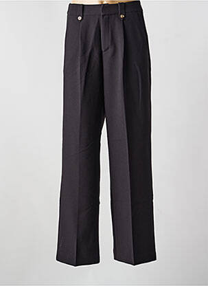 Pantalon larg țesătură poplin mărime normală negru GRACE & MILA femeie