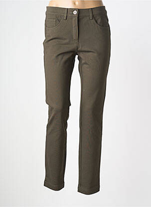 Pantalon slim țesătură poplin mărime normală verde STARK femeie