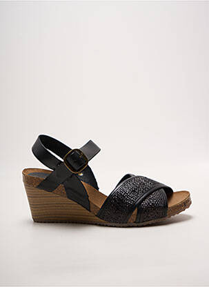 Sandale/pantofi decupați țesătură satinată toc de 7 la 9 cm negru KICKERS femeie