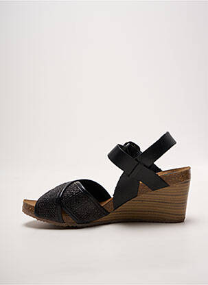 Sandale/pantofi decupați țesătură satinată toc de 7 la 9 cm negru KICKERS femeie
