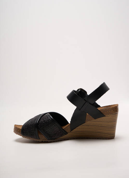 Sandale/pantofi decupați țesătură satinată toc de 7 la 9 cm negru KICKERS femme