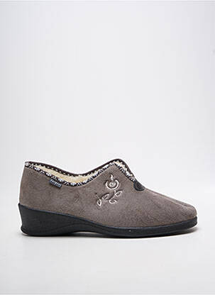 Papuci/pantofi de casă vârf rotund toc de 4 la 6 cm gri FARGEOT femme