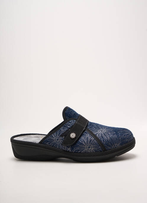 Papuci/pantofi de casă țesătură satinată toc de 4 la 6 cm albastru FARGEOT femme
