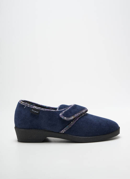 Papuci/pantofi de casă țesătură satinată toc de 4 la 6 cm albastru FARGEOT femme
