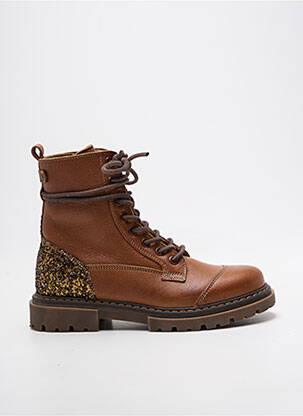 Botine/ghete țesătură țesătură cu sclipici toc mic maro STONES AND BONES fată