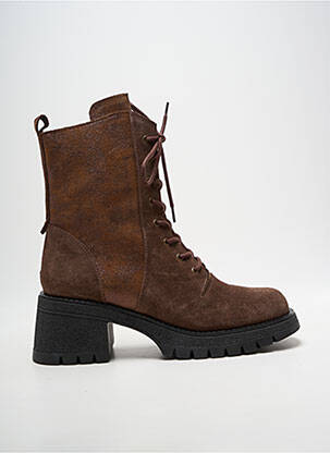 Botine/ghete închidere cu fermoar și șireturi toc de 7 la 9 cm maro CASTA femme