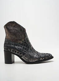 Botine/ghete țesătură satinată toc de 7 la 9 cm argintiu CASTA femme
