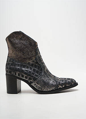 Botine/ghete țesătură satinată toc de 7 la 9 cm argintiu CASTA femme