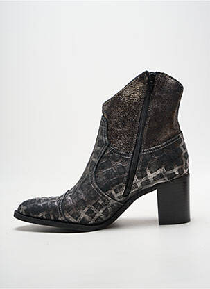 Botine/ghete țesătură satinată toc de 7 la 9 cm argintiu CASTA femme