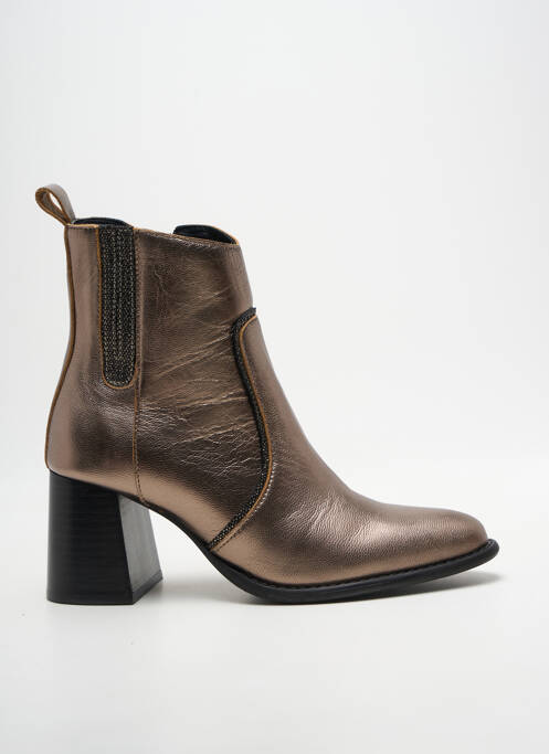 Botine/ghete vârf ascuțit toc de 7 la 9 cm maro CASTA femme