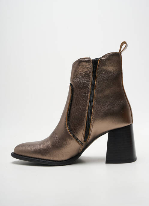 Botine/ghete vârf ascuțit toc de 7 la 9 cm maro CASTA femme