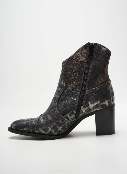 Botine/ghete țesătură satinată toc de 7 la 9 cm argintiu CASTA femme