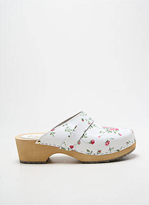 Mulete/saboți material neted toc de 4 la 6 cm alb SWEDI femme