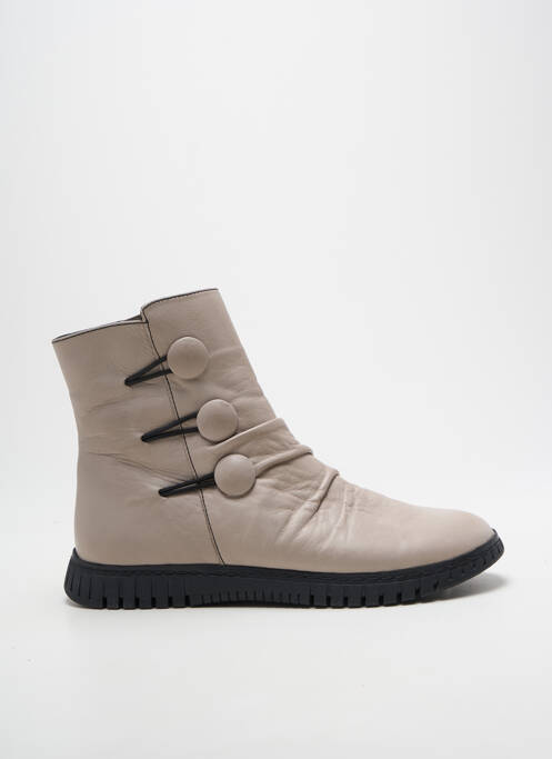 Botine/ghete vârf rotund toc plat până la 3 cm bej KARYOKA femme