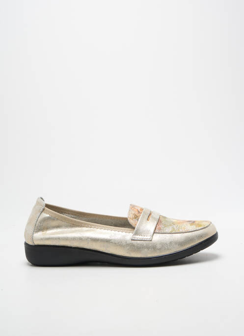Mocasini țesătură satinată toc plat până la 3 cm auriu INEA femme