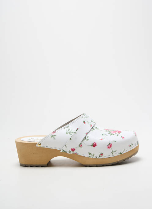 Mulete/saboți material neted toc de 4 la 6 cm alb SWEDI femme