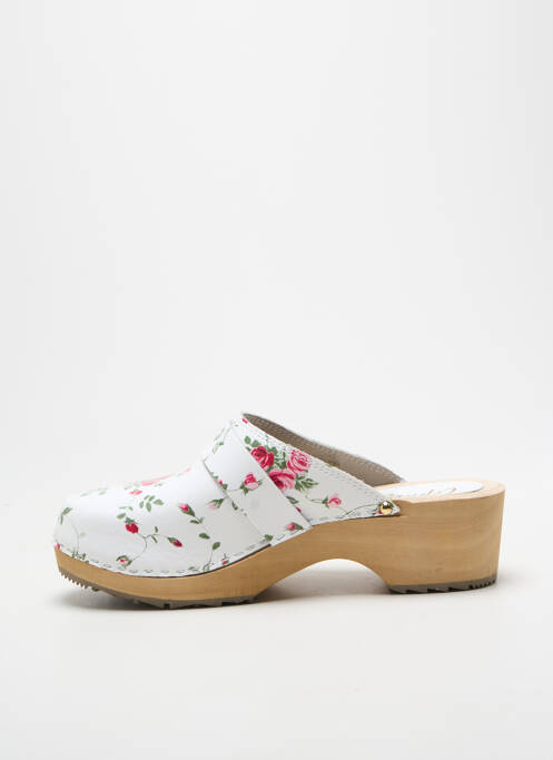 Mulete/saboți material neted toc de 4 la 6 cm alb SWEDI femme