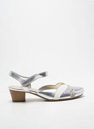 Sandale/pantofi decupați țesătură satinată toc de 4 la 6 cm argintiu SWEET femme